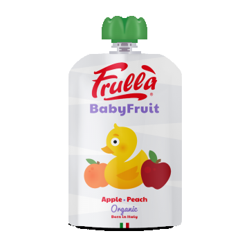 Piure pentru copii din mar si piersica Baby Fruit Bio, 100g, Frulla