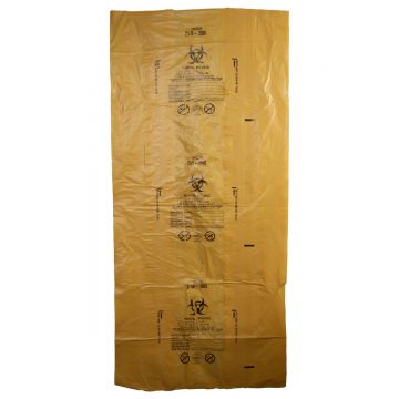 Saci galbeni pericol biologic 240L BIOHAZARD ADR, 60 microni, 50 bucati - saci deseuri medicale certificati