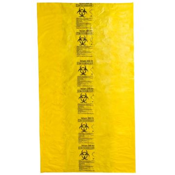 Saci galbeni pericol biologic 300L BIOHAZARD ADR, 60 microni, 50 bucati - saci deseuri medicale certificati