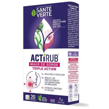 Sante Verte ActiRub Triple Action pentru dureri în gât 20 de pastile