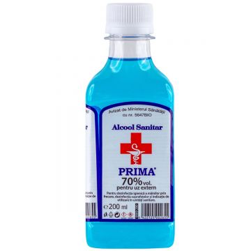 Spirt medicinal PRIMA 70% alcool sanitar, 200ml PET - dezinfectant biocid