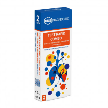 Test Rapid Combo SARS-CoV-2 & Influenza A+B Antigen cu tampon nazal pentru autotestare, 2 bucati, DDS Diagnostic