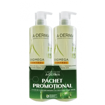 A-Derma Exomega control gel 2in1 x 500ml DUOPACK PACHET PROMO Pierre Fabre Dermo Cosmetique