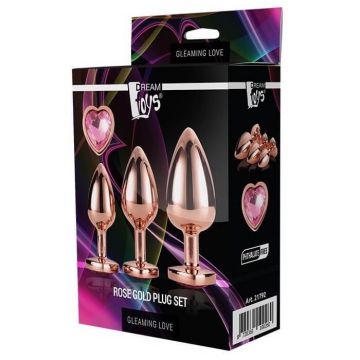 Dream Toys Gleaming Love Rose Gold Plug Set Plug anal, 3 piese