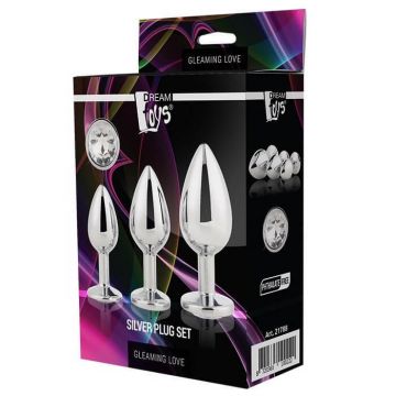 Dream Toys Gleaming Love Silver Plug Set Dop anal, 3 bucăți