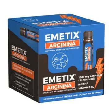 Emetix Arginina metabolism energetic 25ml, 20 flacoane, Fiterman