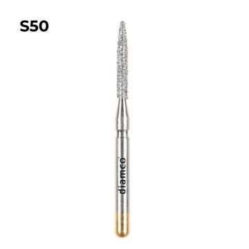 Set 5+1 Freze diamantate cu varf tip flacara lunga aliaj rodium-platina - S50