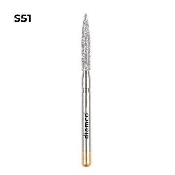 Set 5+1 Freze diamantate cu varf tip flacara lunga aliaj rodium-platina - S51