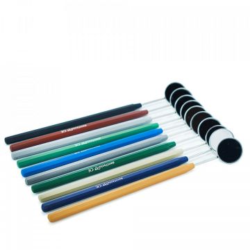 Set 10 oglinzi dentare rhodium, multicolore cu maner din inox