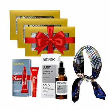 3 x Set Elysa – Ser Revox Hyaluronic Acid 5% 30ml, Lip Filler Revox 12ml, Esarfa