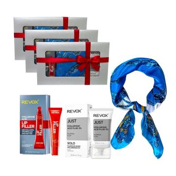 3 x Set Elysa – Ser Revox Hyaluronic Acid Fluid 3% 30ml, Lip Filler Revox 12ml, Esarfa