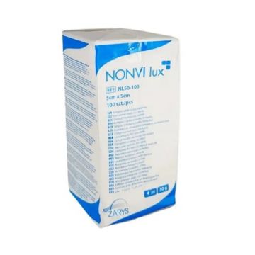 Comprese nesterile NONVI lux 5x5cm 4 pliuri 100 buc/pachet