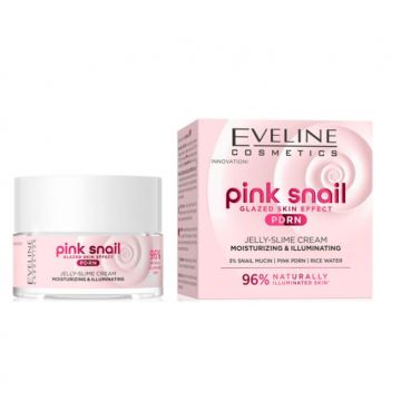 Crema Jelly Hidratanta si Iluminatoare pentru Fata, Eveline Cosmetics Pink Snail PDRN, 50ml