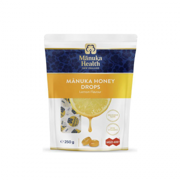 Dropsuri cu miere de Manuka MGO 400+ si lamaie, 250g, Manuka Health