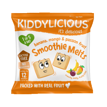 Gustare din bucati de piure de fructe cu banana mango si fructul pasiunii +12 luni, 6g, Kiddylicious