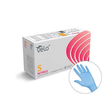 Manusi unica folosinta, Velo, Nitril, Albastru, 100 buc, cutie