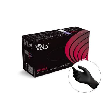 Manusi unica folosinta, Velo, Nitril, Negre, 100 buc, cutie