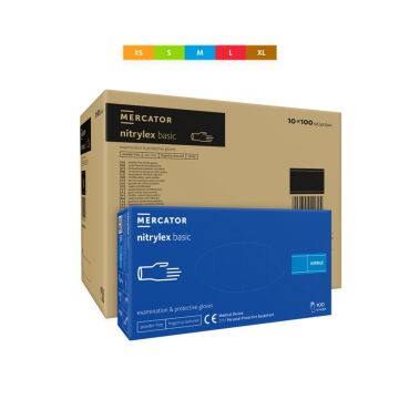 Pachet manusi Nitrylex Basic Blue fara pudra, 10 cutii (1 bax)