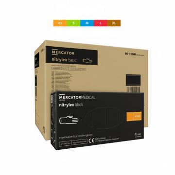 Pachet manusi Nitrylex negre, pentru examinare, 10 cutii (1 bax)