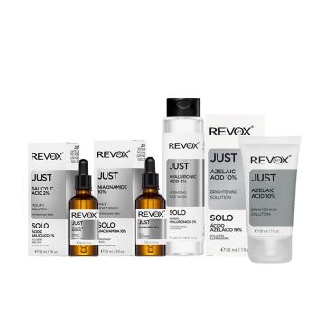 Pachet pentru ten gras Revox: Salicylic Acid 2% 30 ml + Niacinamide 10% 30 ml + Face Wash HA 3% 250 ml + Azelaic Acid 10% 30 ml