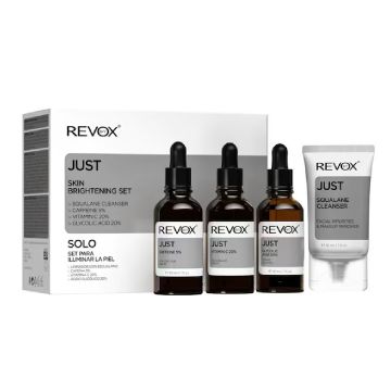 Pachet Skin Brightening Revox - Just, Caffeine 5%, 30 ml + Just, Vitamin C 2%, 30 ml + Just, Glycolic Acid 20%, 30 ml + Just, Squalane, 30 ml