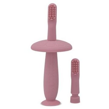 Periuta De Dinti Din Silicon Pentru Bebelusi 6 luni+ Roz