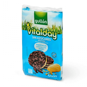 Porumb expandat cu glazura de ciocolata neagra fara zaharuri adaugate, 4x25 g, Gullon