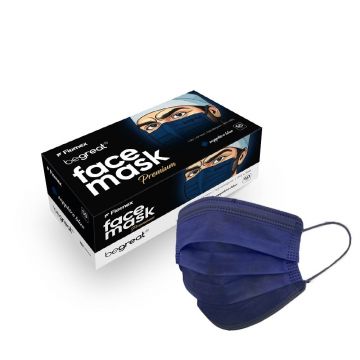 Set 50 masti chirurgicale, 3 straturi, tip IIR, hipoalergenice Saphire Blue