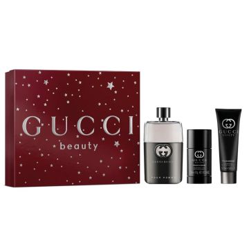 Set Cadou Gucci Guilty pour Homme, Apa de Toaleta, 90 ml + Deodorant stick 75 ml + Gel de dus , 75 ml