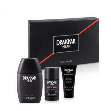 Set cadou Guy Laroche Drakkar Noir, Apa de Toaleta 100 ml + Gel de Dus 50 ml + Deodorant Stick 75 gr (Concentratie: Apa de Toaleta, Gramaj: 100 ml +  50 ml Gel de Dus + 75 gr Deodorant Stick)