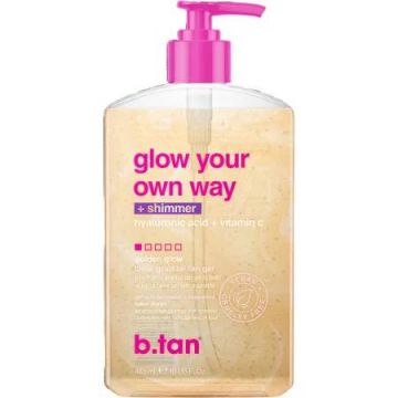 Autobronzant cu stralucire aurie Glow Your Own Way Shimmer, 473ml, B.Tan