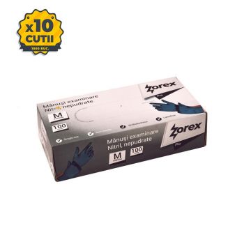 Bax manusi de nitril de unica folosinta Zorex 1000 buc, S, M, L, XL albastre