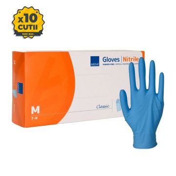 Bax manusi examinare din nitril de unica folosinta Abena Classic 1000 buc, S, M