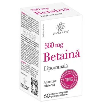 Betaina Lipozomala 560 mg, 60 capsule vegetale gastrorezistente, BioSunLine