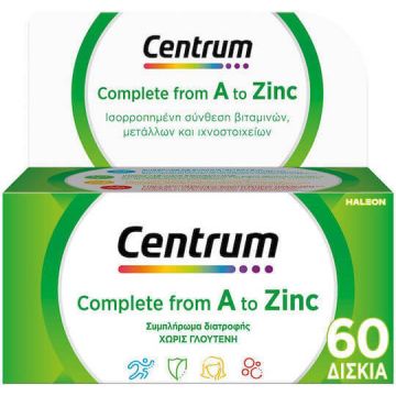 Centrum Complete From A To Zinc Multivitamină Cu vitamine și minerale pentru Energie & Întărirea Sistemului Imunitar 60 Tablete