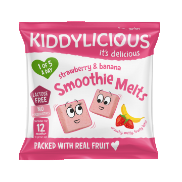 Gustare din bucati de piure de fructe cu capsuni si banane +12 luni, 6g, Kiddylicious