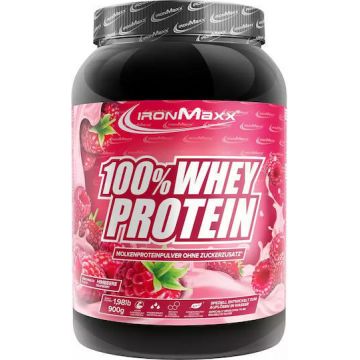 IronMaxx 100% Whey Protein Proteină Din Zer cu Aromă Raspberry 900gr