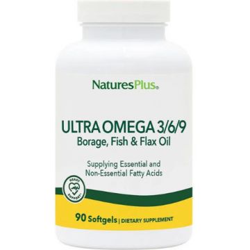 Nature's Plus Ultra Omega 3 6 9 Ulei de borș și ulei de in 90 softgels Unflavoured