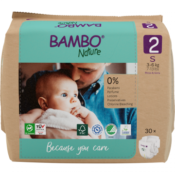 Scutece Eco Paper Bag Marimea Nr. 2 pentru 3-6 kg, 180 bucati, Bambo Nature