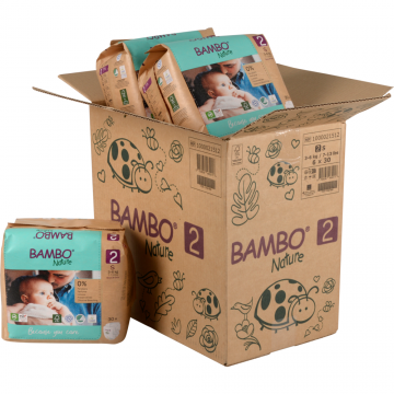 Scutece Eco Paper Bag Marimea Nr. 2 pentru 3-6 kg, 180 bucati, Bambo Nature