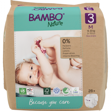 Scutece Eco Paper Bag Marimea Nr. 3 pentru 4-8 kg, 168 bucati, Bambo Nature