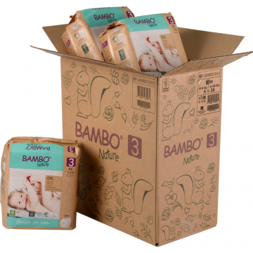 Scutece Eco Paper Bag Marimea Nr. 3 pentru 4-8 kg, 168 bucati, Bambo Nature