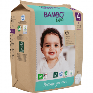 Scutece Eco Paper Bag Marimea Nr. 4 pentru 7-14 kg, 144 bucati, Bambo Nature