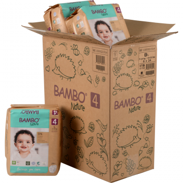 Scutece Eco Paper Bag Marimea Nr. 4 pentru 7-14 kg, 144 bucati, Bambo Nature