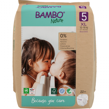 Scutece Eco Paper Bag Marimea Nr. 5 pentru 12-18 kg, 132 bucati, Bambo Nature