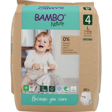 Scutece Eco Paper Bag Pants Marimea Nr. 4 pentru 7-12 kg, 100 bucati, Bambo Nature