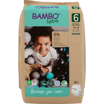 Scutece Eco Paper Bag Pants Marimea Nr. 6 pentru 15+ kg, 90 bucati, Bambo Nature