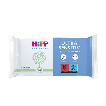 Servetele umede Ultra Sensitiv, 5 pachete x 48 bucati, Hipp