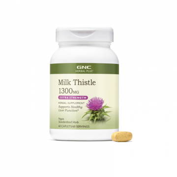 Silimarina 1300mg Herbal Plus® Milk Thistle, 60 tablete, GNC