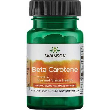 Swanson Beta Carotene Vitamin A Vitamina pentru Părul, Pielea & Acțiune Antioxidantă 10000iu 250 softgels